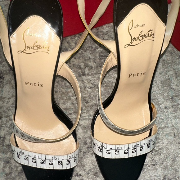 Christian Louboutin Vintage Trompe L'oeil Measuring Tape Strappy High Heels - Picture 8 of 16